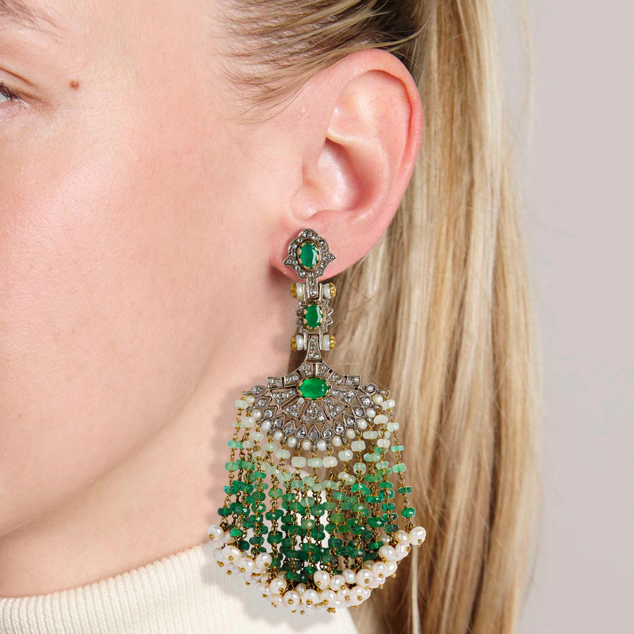 Emerald Maxi Fan Earrings