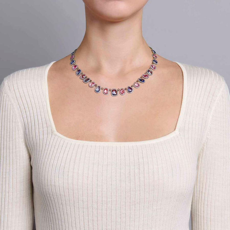 Saroj Pink and Blue Sapphire Necklace