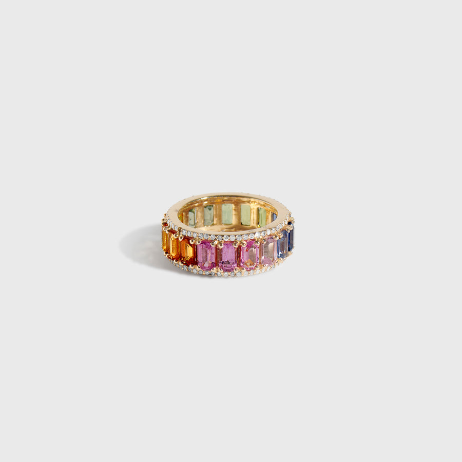 Pranay Multicolor Sapphire Band Ring
