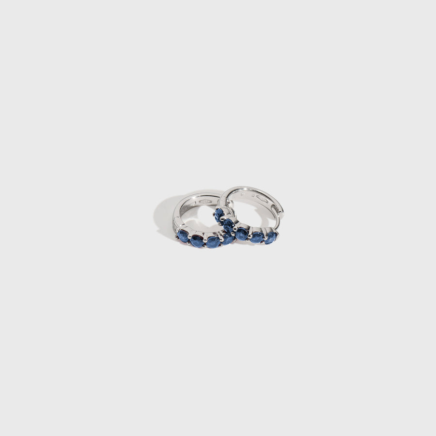 Blue Sapphire Huggie Hoops (Large Size)