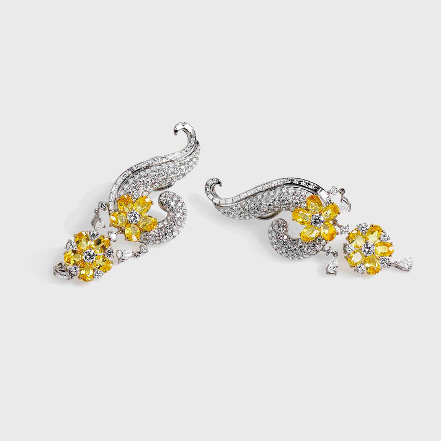 Maahira Yellow Sapphire and Diamond Earrings