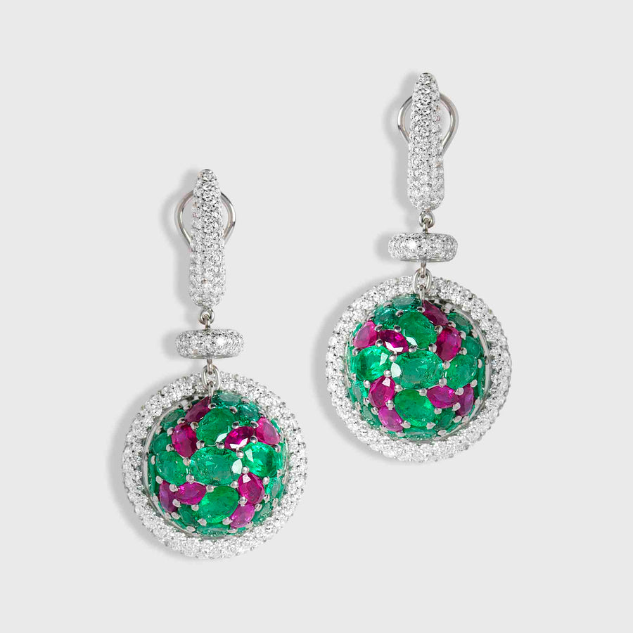 Golaki Emerald Ruby and Diamond Earrings